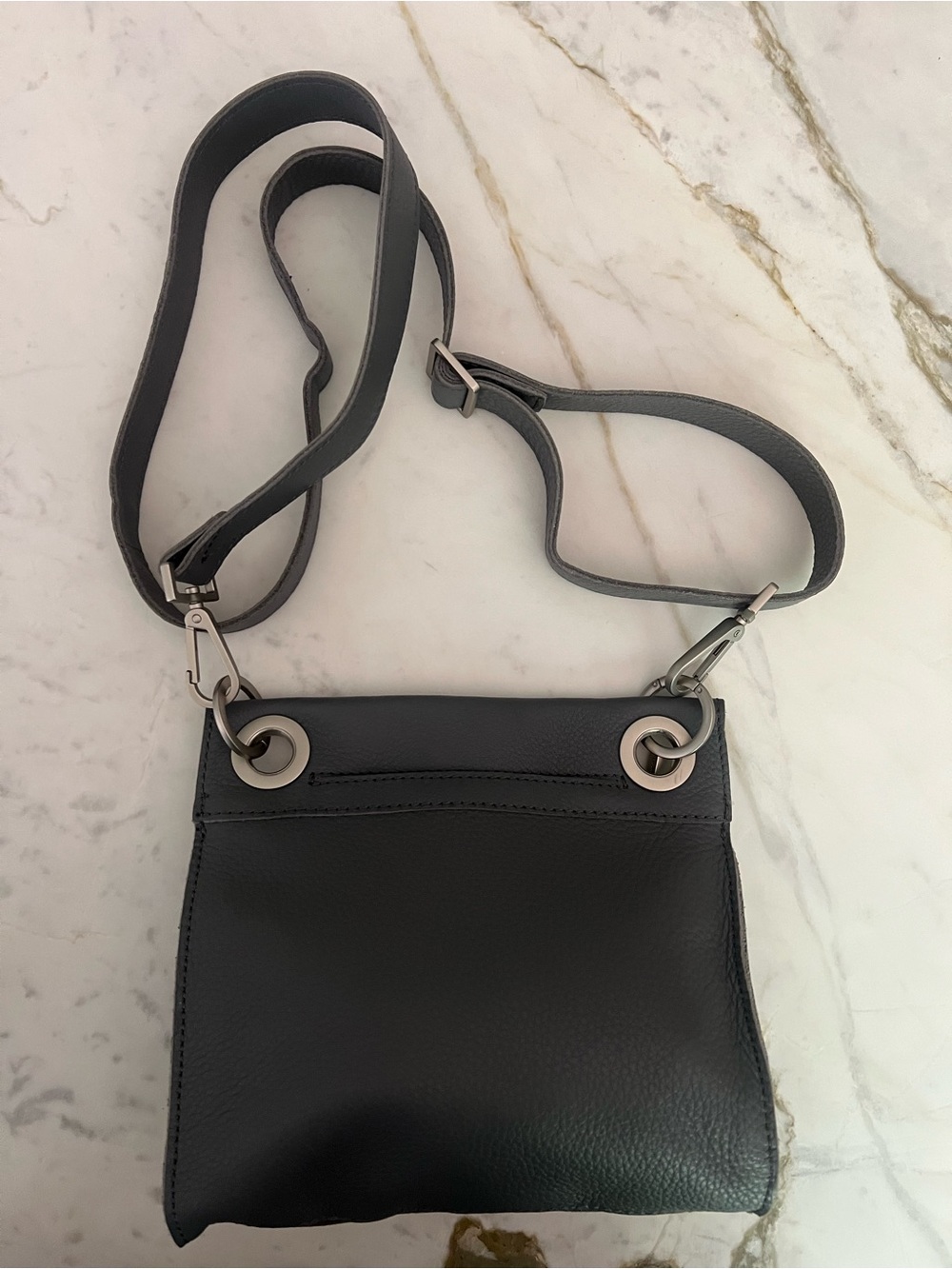 Hammitt Tony Small Crossbody Pewter Leather Brushed Silver - Picture 8 of 11